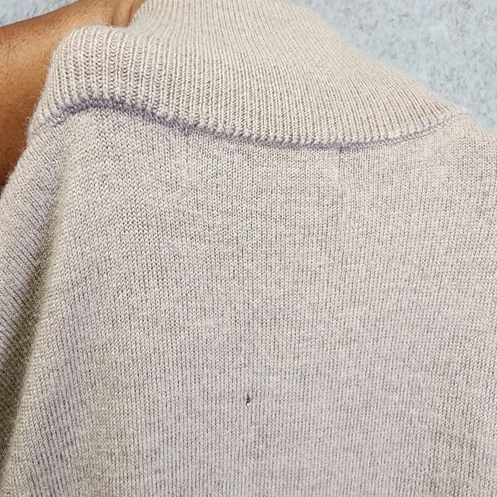 Collars & Co. Australian Merino Wool 1/4 Zip Mens Medium Pullover Sweater‎ Beige